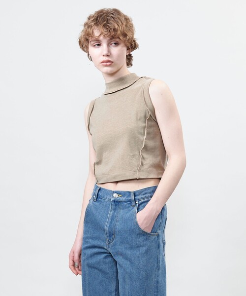 期間限定 数量限定 ASTRAET＞コットン ノースリーブカットソー（Tシャツ ハイネック トップス