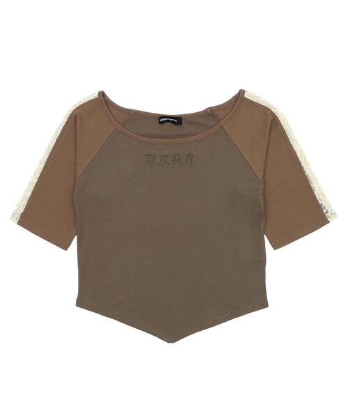 dispark(ディスパーク)の「DISPARK/袖レースグラフィックトップ(Tシャツ/カットソー・レディース・グレー/カーキ・FREE)」の15枚目の写真