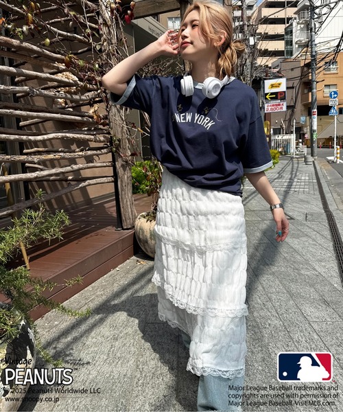 DOUBLE NAME(ダブルネーム)の「MLB×PEANUTSコラボ SMACK リンガーTEE(Tシャツ/カットソー・レディース・オレンジ系その他/ネイビー/オフホワイト/ブラウン系その他2・FREE)」の14枚目の写真