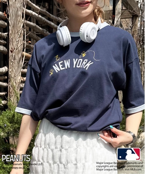 DOUBLE NAME(ダブルネーム)の「MLB×PEANUTSコラボ SMACK リンガーTEE(Tシャツ/カットソー・レディース・オレンジ系その他/ネイビー/オフホワイト/ブラウン系その他2・FREE)」の15枚目の写真