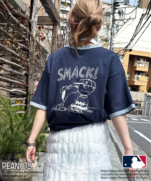 DOUBLE NAME(ダブルネーム)の「MLB×PEANUTSコラボ SMACK リンガーTEE(Tシャツ/カットソー・レディース・オレンジ系その他/ネイビー/オフホワイト/ブラウン系その他2・FREE)」の6枚目の写真