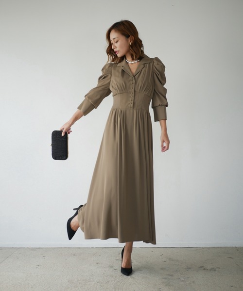 My shawty(マイシャウティー)の「tailored day dress(ドレス・レディース・ブラック/ブルーパープル/ダークベージュ・FREE)」の6枚目の写真