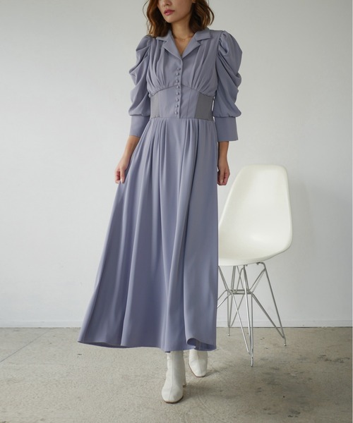 My shawty(マイシャウティー)の「tailored day dress(ドレス・レディース・ブラック/ブルーパープル/ダークベージュ・FREE)」の4枚目の写真