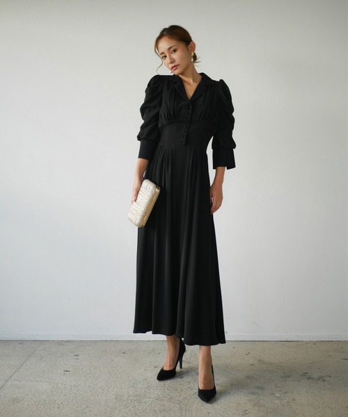 My shawty(マイシャウティー)の「tailored day dress(ドレス・レディース・ブラック/ブルーパープル/ダークベージュ・FREE)」の12枚目の写真
