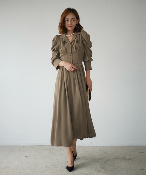 My shawty(マイシャウティー)の「tailored day dress(ドレス・レディース・ブラック/ブルーパープル/ダークベージュ・FREE)」の5枚目の写真