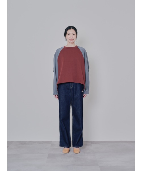 DOLLUPOOPS（ドールアップウップス）の「タックスリーブ配色トップス（Tシャツ/カットソー・レディース・ブラック/オフホワイト/チャコールグレー/レッド・38）」の5枚目の写真