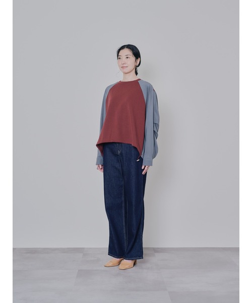 DOLLUPOOPS（ドールアップウップス）の「タックスリーブ配色トップス（Tシャツ/カットソー・レディース・ブラック/オフホワイト/チャコールグレー/レッド・38）」の6枚目の写真