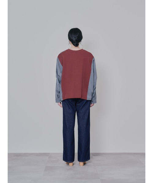 DOLLUPOOPS（ドールアップウップス）の「タックスリーブ配色トップス（Tシャツ/カットソー・レディース・ブラック/オフホワイト/チャコールグレー/レッド・38）」の8枚目の写真