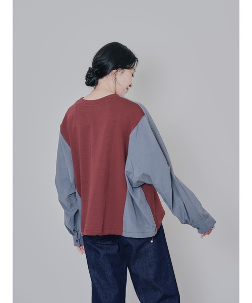 DOLLUPOOPS(ドールアップウップス)の「タックスリーブ配色トップス(Tシャツ/カットソー・レディース・ブラック/オフホワイト/チャコールグレー/レッド・38)」の16枚目の写真
