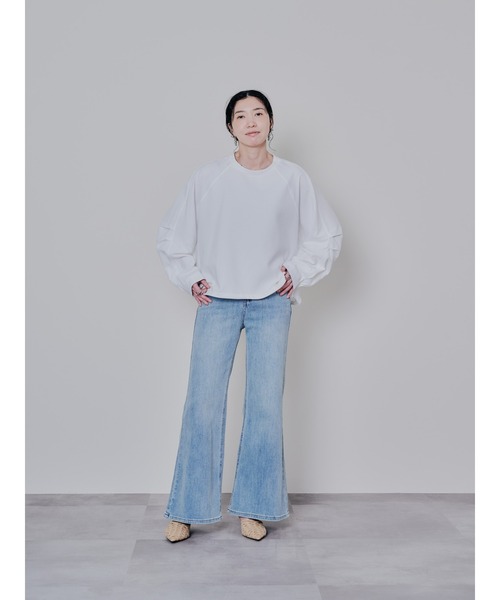 DOLLUPOOPS（ドールアップウップス）の「タックスリーブ配色トップス（Tシャツ/カットソー・レディース・ブラック/オフホワイト/チャコールグレー/レッド・38）」の14枚目の写真