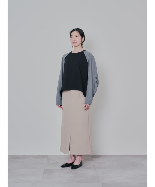 DOLLUPOOPS（ドールアップウップス）の「タックスリーブ配色トップス（Tシャツ/カットソー・レディース・ブラック/オフホワイト/チャコールグレー/レッド・38）」の21枚目の写真