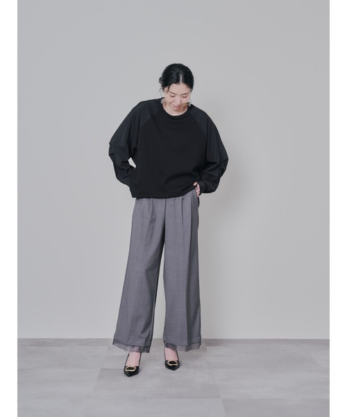 DOLLUPOOPS（ドールアップウップス）の「タックスリーブ配色トップス（Tシャツ/カットソー・レディース・ブラック/オフホワイト/チャコールグレー/レッド・38）」の19枚目の写真