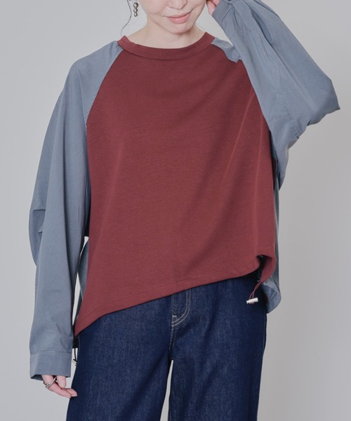 DOLLUPOOPS(ドールアップウップス)の「タックスリーブ配色トップス(Tシャツ/カットソー・レディース・ブラック/オフホワイト/チャコールグレー/レッド・38)」の5枚目の写真