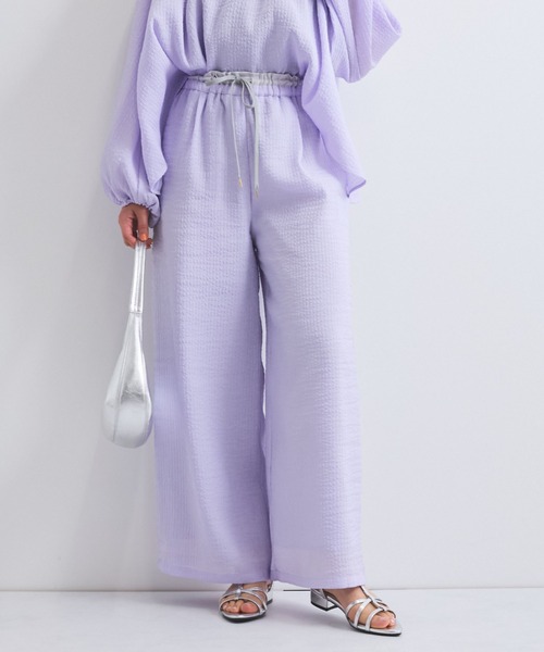 QUEENS COURT（クイーンズコート）の「日本製シャーリングイージーパンツ≪手洗い可能≫（その他パンツ・レディース・パープル/ブラック/オフホワイト・M）」の3枚目の写真