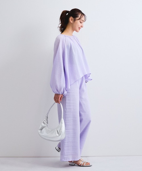 QUEENS COURT（クイーンズコート）の「日本製シャーリングイージーパンツ≪手洗い可能≫（その他パンツ・レディース・パープル/ブラック/オフホワイト・M）」の11枚目の写真