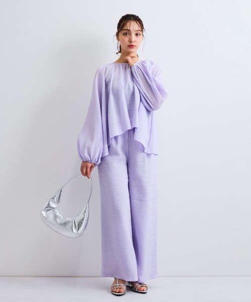 QUEENS COURT（クイーンズコート）の「日本製シャーリングイージーパンツ≪手洗い可能≫（その他パンツ・レディース・パープル/ブラック/オフホワイト・M）」の12枚目の写真