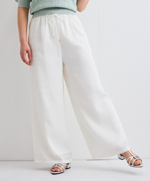 QUEENS COURT（クイーンズコート）の「日本製シャーリングイージーパンツ≪手洗い可能≫（その他パンツ・レディース・パープル/ブラック/オフホワイト・M）」の14枚目の写真