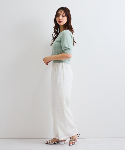 QUEENS COURT（クイーンズコート）の「日本製シャーリングイージーパンツ≪手洗い可能≫（その他パンツ・レディース・パープル/ブラック/オフホワイト・M）」の18枚目の写真