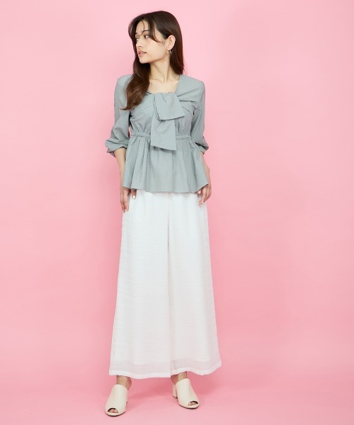 QUEENS COURT（クイーンズコート）の「日本製シャーリングイージーパンツ≪手洗い可能≫（その他パンツ・レディース・パープル/ブラック/オフホワイト・M）」の22枚目の写真