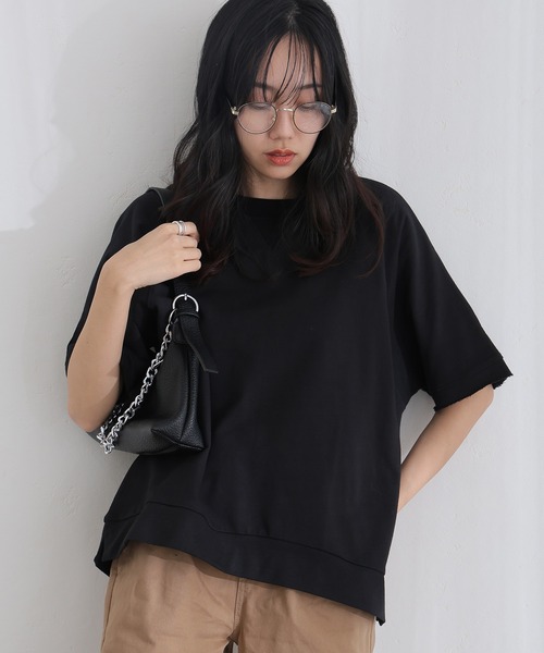 ElegChic(エレグシック)の「ミニ裏毛ラグラン半袖トレーナー(スウェット・レディース・グレー/ブラック/ライトベージュ/ライトグレー/チャコール・M/XL/4L)」の18枚目の写真