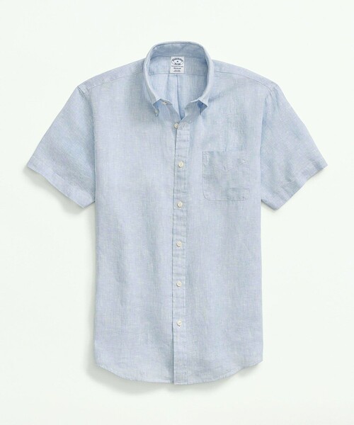 BROOKS BROTHERS(ブルックスブラザーズ)の「アイリッシュリネン ショートスリーブ スポーツシャツ Regular Fit(シャツ/ブラウス・メンズ・グリーン/ホワイト/ライトブルー/パープル・LARGE/SMALL/MEDIUM/X-LARGE)」の7枚目の写真