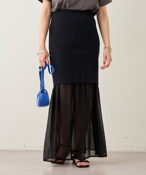 SHENERY（シーナリー）の「2WAYレイヤードフレアスカート（スカート・レディース・オフホワイト/ブラック・38/36）」の5枚目の写真