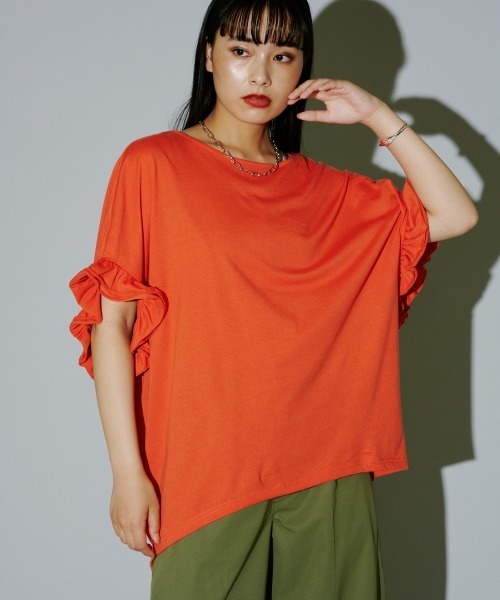 terrace(テラス)の「フリルルーズカットプルオーバー(Tシャツ/カットソー・レディース・オレンジ/オフホワイト/ブラック/カーキ・MEDIUM)」の22枚目の写真
