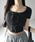 me+em select�i�~�[���Z���N�g�j�́u�y �Scolor �z���[�X�A�b�v�t�����g���{�������V���[�g�s�V���c �^ lace up front ribbon short sleeve short slim T-shirt�iT�V���c/�J�b�g�\�[�j�v�b�u���b�N
