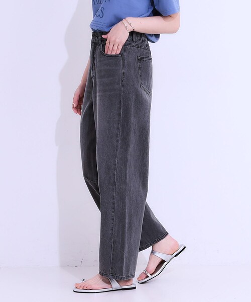 S-LL】大人のこなれ見えスタイルに カーブデニムパンツ（デニムパンツ