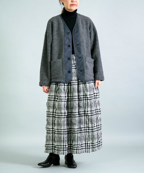 OMNIGOD（オムニゴッド）の「[OMNIGOD womens / オムニゴッド] リサイクルウールパイル ミリタリーカーディガン（カーディガン/ボレロ・レディース・ブラック/ブラウン/グレー・0）」の21枚目の写真