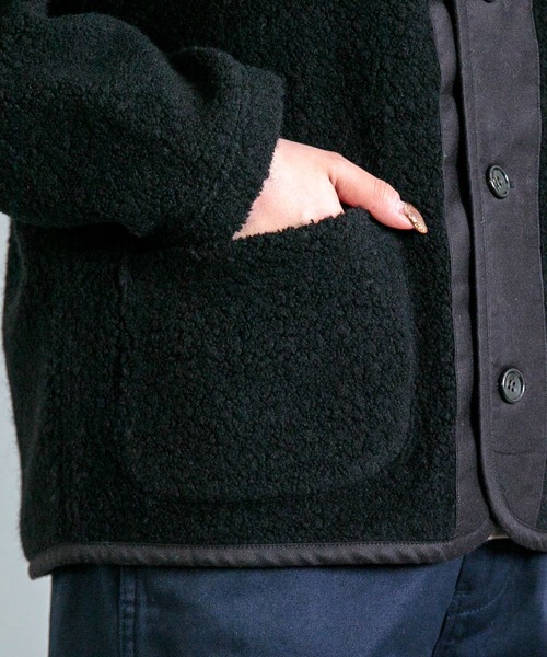 OMNIGOD（オムニゴッド）の「[OMNIGOD womens / オムニゴッド] リサイクルウールパイル ミリタリーカーディガン（カーディガン/ボレロ・レディース・ブラック/ブラウン/グレー・0）」の9枚目の写真