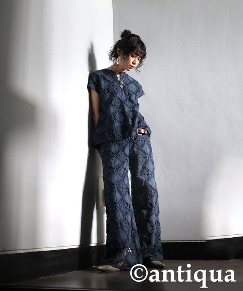 【値下げ】antiqua 　レースタックパンツ　Ｌsize レースタックパンツ（その他パンツ）｜antiqua（アンティカ）の