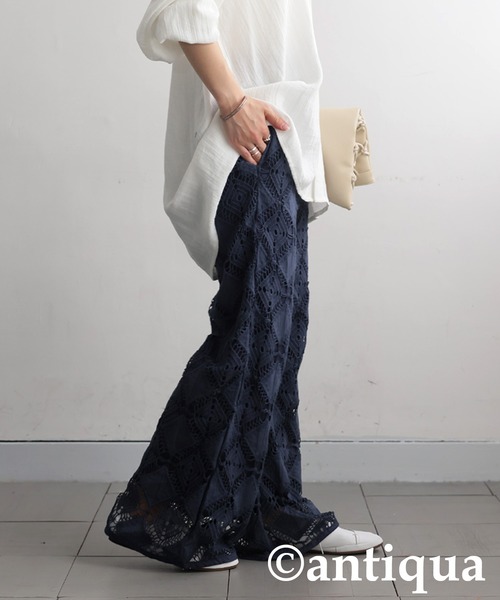 【値下げ】antiqua 　レースタックパンツ　Ｌsize レースタックパンツ（その他パンツ）｜antiqua（アンティカ）の