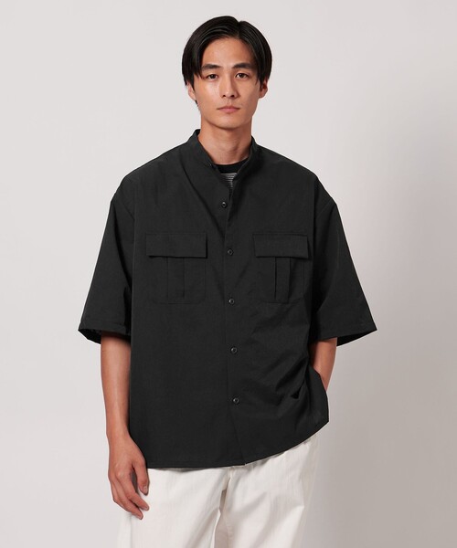 UNITED ARROWS(ユナイテッドアローズ)の「DotAir ドットエア バンドカラー ミリタリーシャツ ‐吸水速乾 ストレッチ‐(シャツ/ブラウス・メンズ・ブラック/ダークグレー・L/XL/M/S)」の1枚目の写真