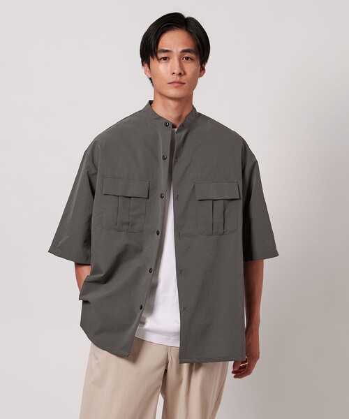 UNITED ARROWS(ユナイテッドアローズ)の「DotAir ドットエア バンドカラー ミリタリーシャツ ‐吸水速乾 ストレッチ‐(シャツ/ブラウス・メンズ・ブラック/ダークグレー・L/XL/M/S)」の3枚目の写真