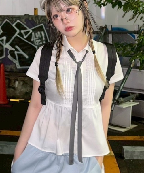 ブラウス シャツ 「runningHIGH」PIN TUCK FRILL SHIRTS レディース runningHIGH】PIN TUCK FRILL SHIRTS（シャツ/ブラウス