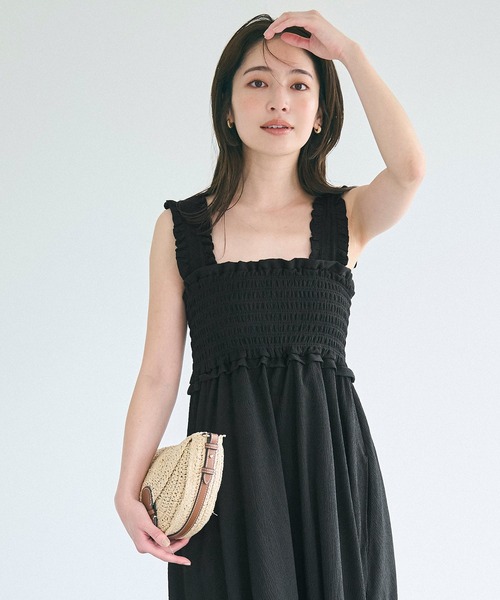 coca（coca）（コカ）の「クレープシャーリングワンピース（ワンピース・レディース・ブラック/ライトベージュ/A・S/M/L）」の8枚目の写真