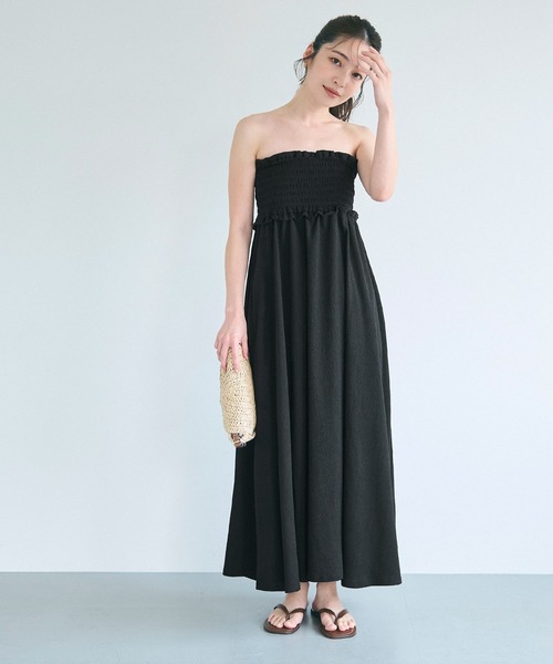 coca（coca）（コカ）の「クレープシャーリングワンピース（ワンピース・レディース・ブラック/ライトベージュ/A・S/M/L）」の10枚目の写真