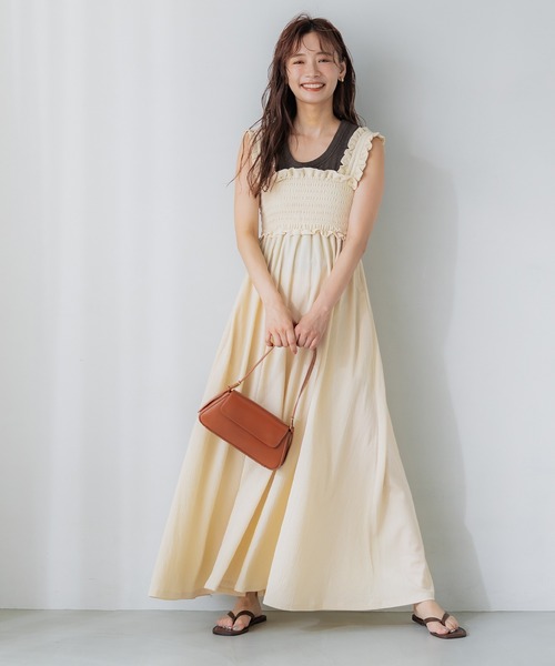 coca（coca）（コカ）の「クレープシャーリングワンピース（ワンピース・レディース・ブラック/ライトベージュ/A・S/M/L）」の12枚目の写真