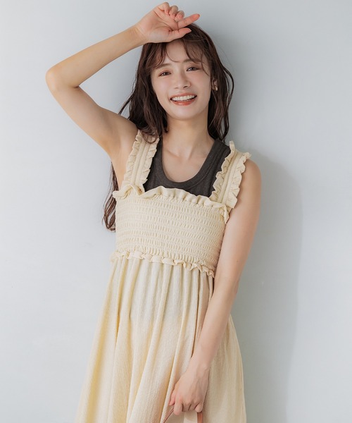 coca（coca）（コカ）の「クレープシャーリングワンピース（ワンピース・レディース・ブラック/ライトベージュ/A・S/M/L）」の15枚目の写真