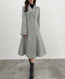 CENEA（セネア）の「ウエストシェイプツイードロングコート（チェスターコート）」