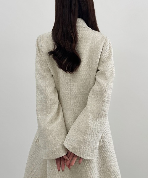 最終値下げ　E.TAUTZツイードロングコート CENEA コート チェスターコート ウエストシェイプツイードロング