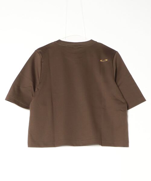 DOUBLE STANDARD CLOTHING（ダブルスタンダードクロージング）の「スーピマコットン レザー刺繍Tシャツ（Tシャツ/カットソー・レディース・ブラウン/オフホワイト・FREE）」の3枚目の写真