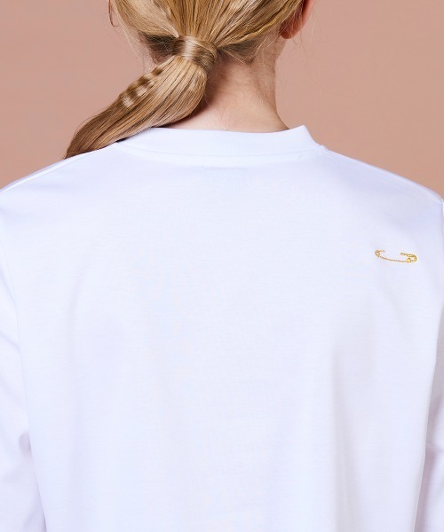 DOUBLE STANDARD CLOTHING（ダブルスタンダードクロージング）の「スーピマコットン レザー刺繍Tシャツ（Tシャツ/カットソー・レディース・ブラウン/オフホワイト・FREE）」の9枚目の写真