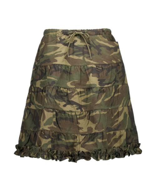 SETUPEXE（セットアップイーエックスイー）の「FRILL CANCAN SKIRT（スカート・レディース・ブラック/ホワイト/グリーン系カモフラージュ・フリー）」の10枚目の写真