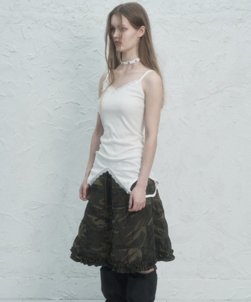 SETUPEXE（セットアップイーエックスイー）の「FRILL CANCAN SKIRT（スカート・レディース・ブラック/ホワイト/グリーン系カモフラージュ・フリー）」の6枚目の写真