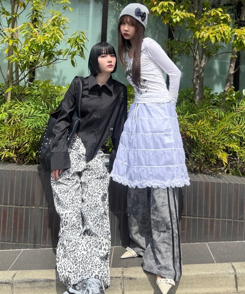 SETUPEXE（セットアップイーエックスイー）の「FRILL CANCAN SKIRT（スカート・レディース・ブラック/ホワイト/グリーン系カモフラージュ・フリー）」の7枚目の写真