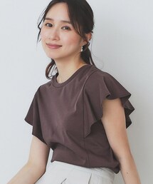 index | 《美人百花掲載/XS-3Lサイズ》フレアスリーブバックシャントップス【接触冷感/UVケア/洗濯機洗い可】(Tシャツ/カットソー)