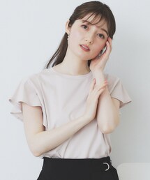 index | 《美人百花掲載/XS-3Lサイズ》フレアスリーブバックシャントップス【接触冷感/UVケア/洗濯機洗い可】(Tシャツ/カットソー)