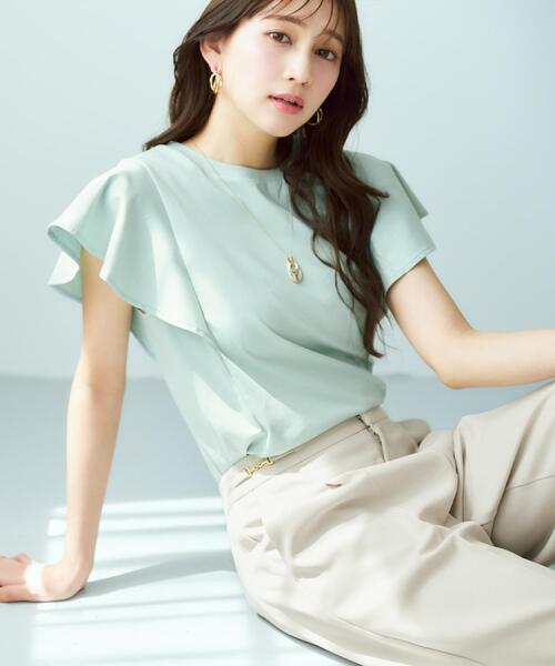 index(インデックス)の「《美人百花掲載/XS-3Lサイズ》フレアスリーブバックシャントップス【接触冷感/UVケア/洗濯機洗い可】(Tシャツ/カットソー・レディース・ナチュラル/グリーン系/ブラウン系その他/ネイビー・40/38/36/34/44/42)」の10枚目の写真